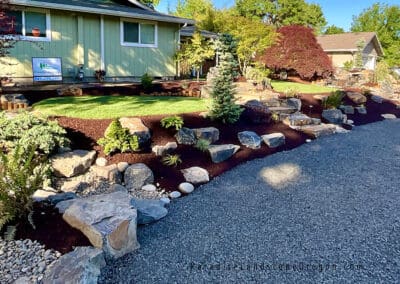 Paradise Landscaping Oregon - Front yard with rock steps