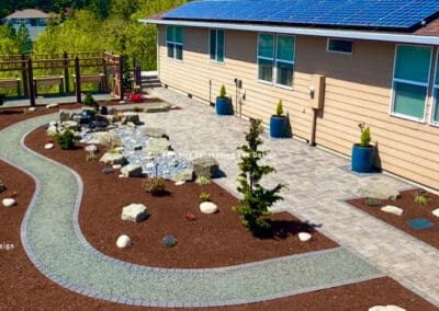 Backyard Landscape with rock path.