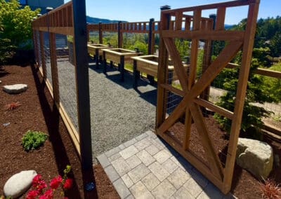 Wood structure with water tubs.